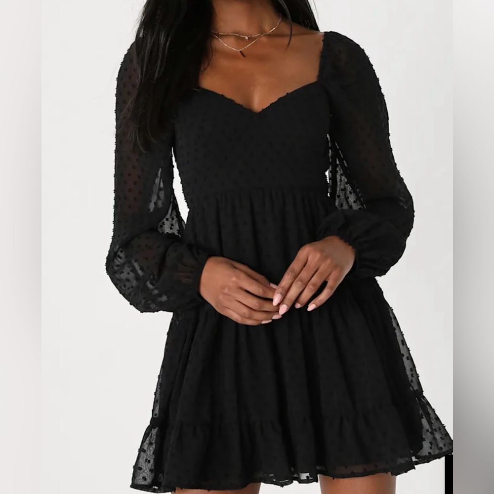 Elegant Little Black Dress (LBD)- Swiss dot mini dress